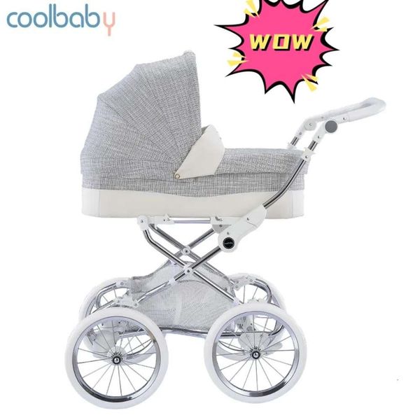 Carrinhos de luxo# Coolbaby European Royal bebê carrinho de bebê de duas vias-High Paisaging Lowsscape Four Wheeled Popular Soft Fashion Elastic