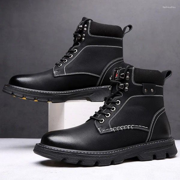 Botas Classic Mens Sapatos Homens Inverno Pelúcia Neve Chegada Casual Couro Alto Top Motocicleta Masculina