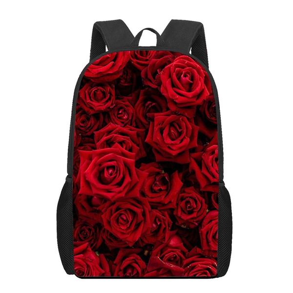 Borse Borsa da scuola con stampa 3D di bellezza colorata fiore di rosa per zaini per ragazze e ragazzi Zaino per libri per bambini Zaini per laptop Zaino da viaggio per adolescenti