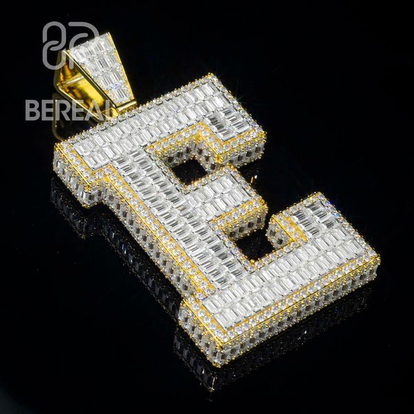 Custom Pass Diamond Tester Moissanite Big Letter E Iced Out Real 10K 14K Karat Ciondolo in oro bianco naturale Trova gioielli per uomo