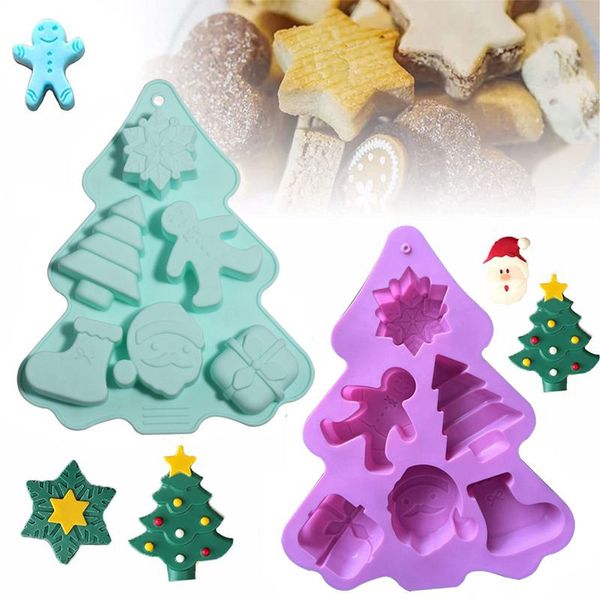 Рождественская елка, силиконовая форма для торта, мыло ручной работы, шоколадные конфеты, свечи, рождественская елка, форма Санта-Снеговика, силиконовые формы для выпечки Q911