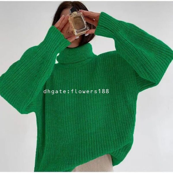 Женские свитера Ультра-толстые свободные осенне-зимние водолазки для женщин Трансграничная независимая станция Оптовая продажа больших размеров Повседневная однотонная трикотажная одежда