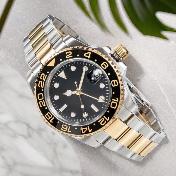 luxe relojs hombre luxe 904l roestvrijstalen horloges Rose 40 mm goud zilver automatisch mechanisch herenhorloge keramische bezel Saffier waterdichte modehorloges