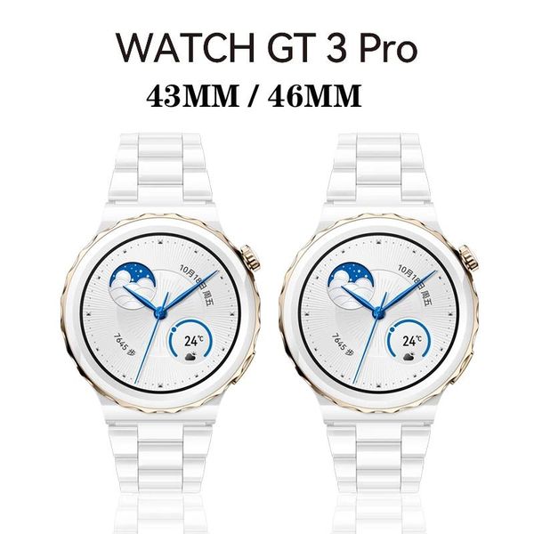 Acessórios pulseira de cerâmica para relógio huawei gt 3 pro 43 46mm pulseira preta para relógio gt 2 pro 46mm pulseira de relógio 3 relógio gt runner