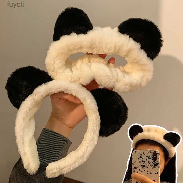 Partyhüte, niedliches Plüsch-Stirnband, Panda-Ohren, Haarband, Waschgesicht, Make-up-Kopfbedeckung für Frauen, pelziges Stirnband, Cartoon-Kopfband, Haarschmuck YQ240120