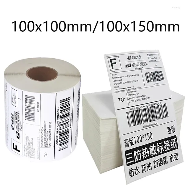 Carta per etichette termiche da 4x6 pollici 100x150mm 100X100MM Adesivi adesivi per etichette Codice QR codice a barre DHL UPS Express