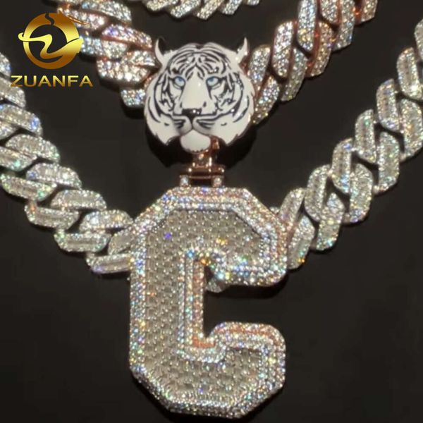 Ciondolo in moissanite personalizzato VVS con diamanti ghiacciati con cauzione tigre smaltata per gioielli hip-hop di design 3D