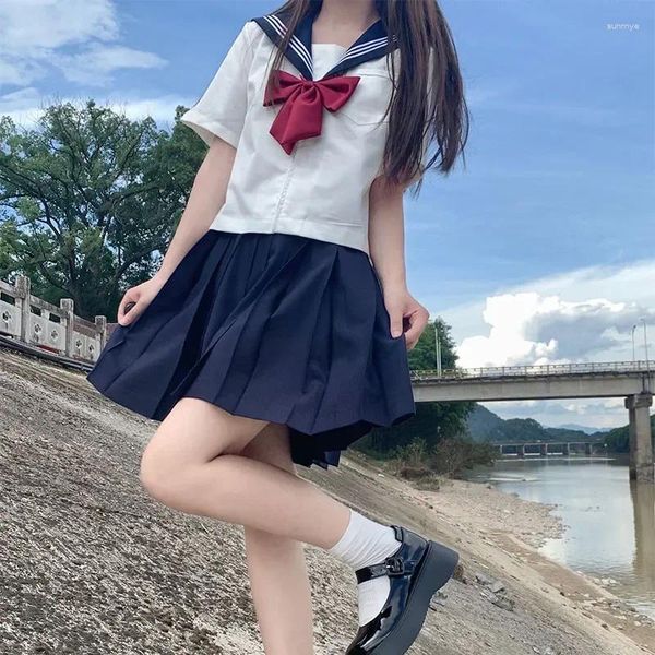 Conjuntos de roupas Seifuku Estudante Coreano Japonês Escola Sailor Graduação Uniformes Menina Uniforme Faculdade Terno Plissado Sexy Cosplay