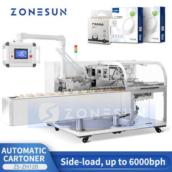 ZONESUN Astucciatrice automatica Cartella di cartone Incollatrice Piegatrice incollatrice Astucciatrice orizzontale Astucciatrice a carico laterale ZS-ZH120