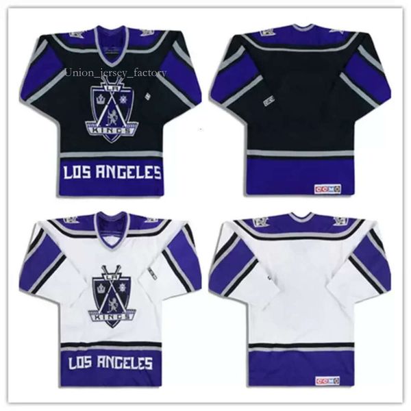 Özel Özelleştirilmiş Vintage 1999-02 La Kings #20 Luc Robitaille CCM Jersey #4 Rob Blake Eve Uzakta Siyah Beyaz Hokey Formaları Herhangi Bir İsim S 2525