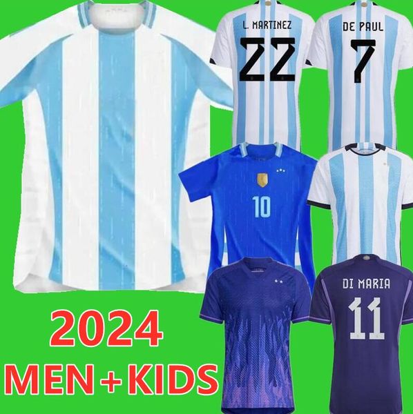 Nuova 2024 2025 Argentina Dybala Messis Soccer Jersey Fan Player Versione Aguero Di Maria Away Away Pre-Match 3xl 4xl Men Kit Kit Kit Socks Shirt 999