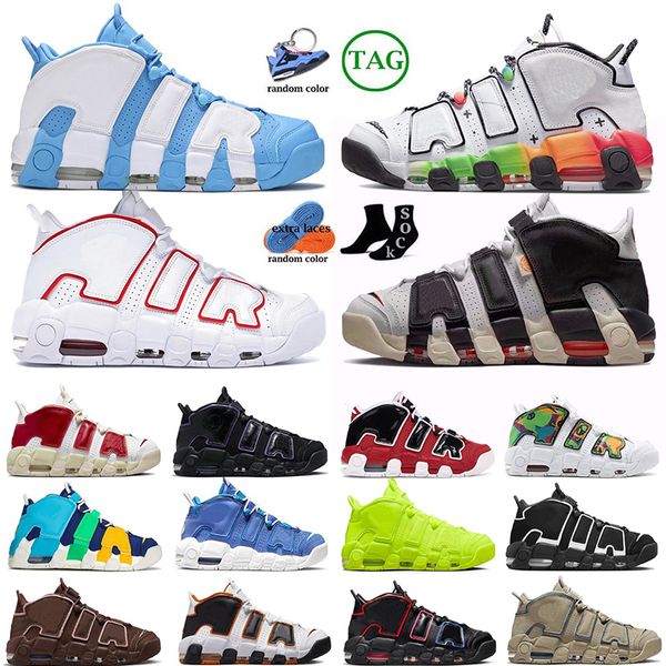 Designer Uptempos Basquete Sapatos Homens 96 Scottie Pippen Branco Varsity Green World Multi-Color Black Bulls University Blue Mulheres Tamanho Grande Treinadores Sapatilhas