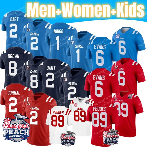 Ole Miss College Football Jersey Austin Simmons Walker Howard Jaxson Dart Zach Evans Manning Jonathan Mingo Fraser Masin Tre Harris Pegues Prieskorn Custom Männer Kinder