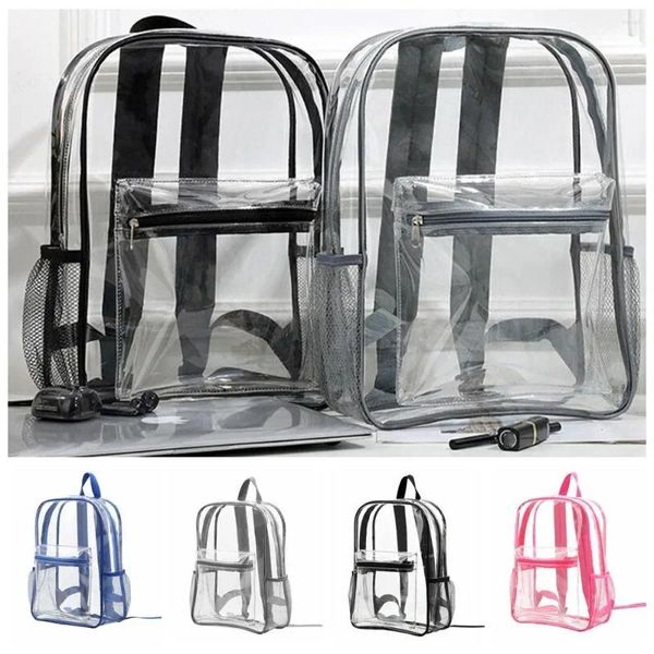 Zaino di grande capacità, trasparente, con cerniera casual, impermeabile, trasparente, borsa da viaggio in PVC visibile