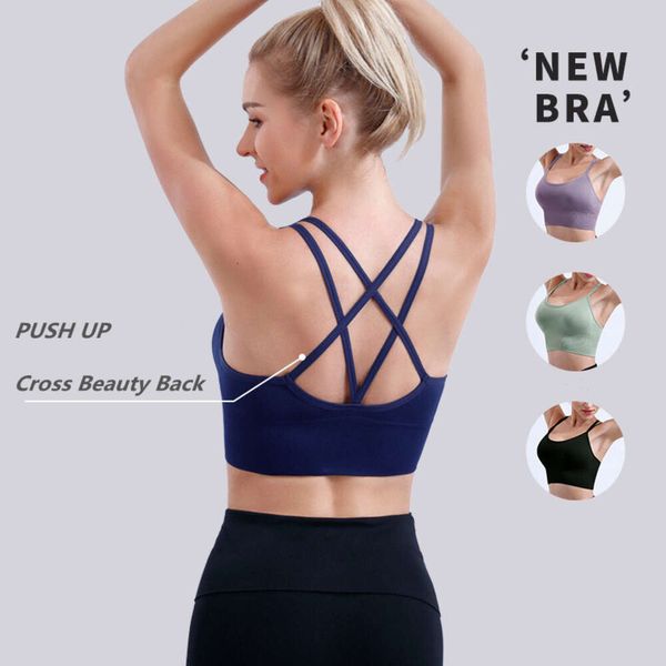 Lu Align Lemon Yoga Voltar Camisoles Tanques Mulheres Cross Sports Bra Sexy à prova de choque Fitness Push Up Top Running Sportswear ativo Colete para meninas LL Lu Jogger Vest