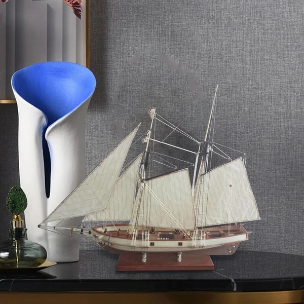 1/70 Kit modello di barca a vela nautica Nave Kit di costruzione di modello in legno vintage Puzzle 3D fai da te per oggetti da collezione 240118