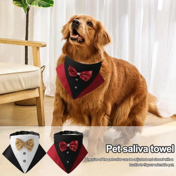 Coleiras de cachorro elegante colar de animal de estimação bandana de casamento com traje ajustável de arco para cães encantadores de festa