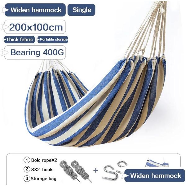 Hängematten Hängematte Outdoor Single Widening Swing Student Indoor Schlafzimmer Schlafsaal Dicke Leinwand Cam Anti-Rollover Hängen 230923 Drop Del Dhvf2