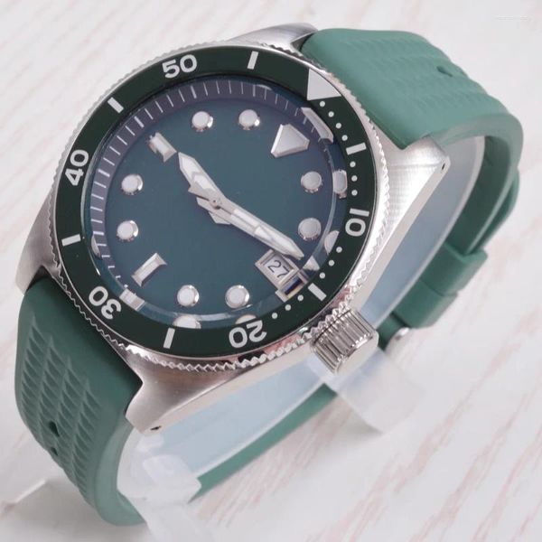 Orologi da polso DEBERT 40MM NH35 Movimento Logo personalizzato Sterile quadrante verde Vetro zaffiro Cassa in acciaio inossidabile Orologio meccanico da uomo d'affari