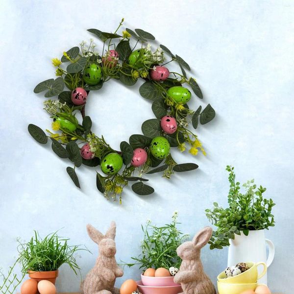 Декоративные цветы Пасхальный красочный яичный венок гирлянда с пастельными яйцами для домашнего праздника в помещении, на открытом воздухе, патио, крыльце, празднике
