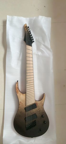 Generation Pro Chitarra elettrica a 8 corde con tasti smazzati fatta a mano, Chitarra a 8 corde con acciaio inossidabile, Top in acero trapuntato a 24 tasti