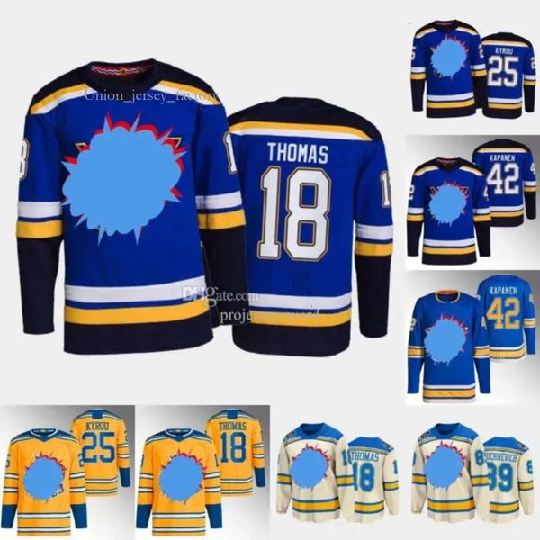 St. ''blues''#18 Robert Thomas Jersey Jake Neighbours Alexey Toropchenko Kasperi Kapanen Brayden Schenn Binnington Buchnevich Joel Tore 6541