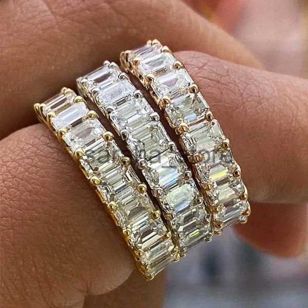 Anéis de banda Huitan Luxo Micro Pavimentado Quadrado Zircônia Cúbica Promessa Anéis de Amor para Mulheres Noivado WeddJewelry Venda Quente Anel de Navio J240120