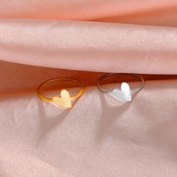 Mini Kalp Yüzük 14K Sarı Altın Renk Parmak Yüzük Kadın Koreli Basit Takı Evlilik Yıldönümü Hediyeleri Yeni