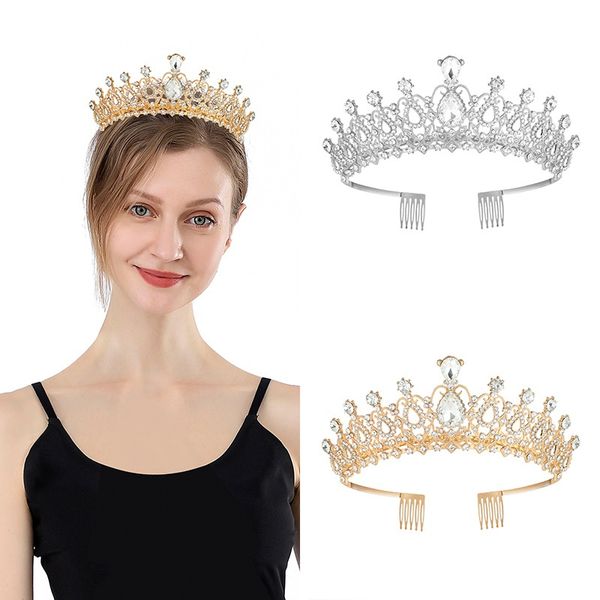 Copricapo a corona Fasce per capelli di compleanno Regina Accessori per capelli da sposa Corona per banchetti Accessori per abiti da sposa europei e americani