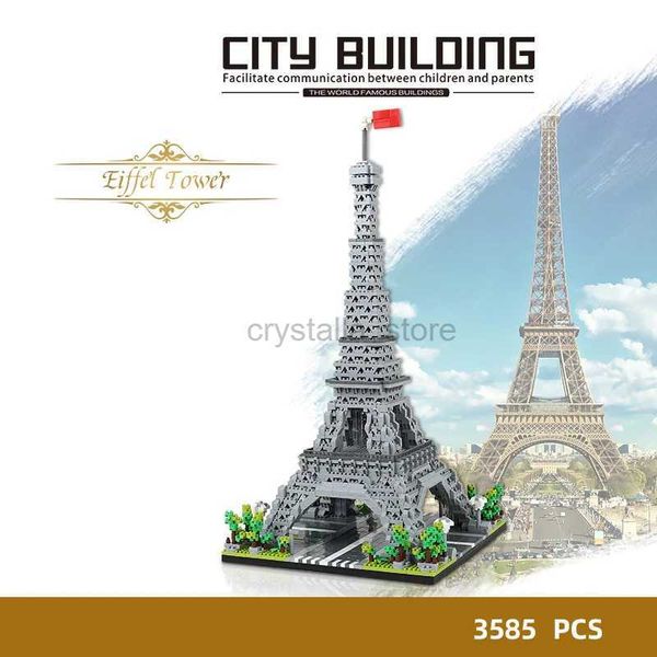 Blocos World Famous City Arquitetura Cultural Micro Diamond Build Block Rosa Torre Eiffel Paris França Modelo Mini Brick Toy Nanobricks 240120