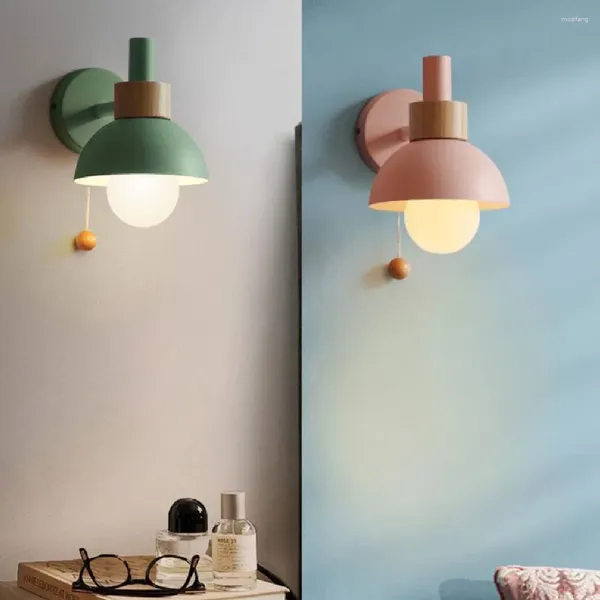 Lampada da parete moderna Macaron soggiorno camera da letto luci verdi specchio da bagno cena comodino ufficio lampade a LED Sconce