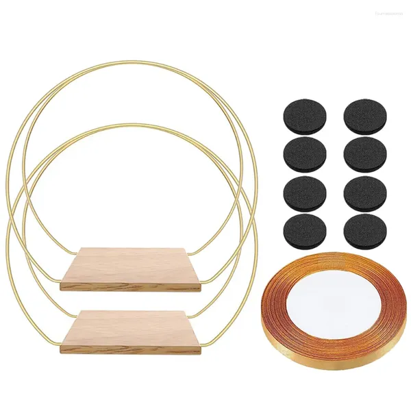 Fiori decorativi 2 set centrotavola a cerchio floreale in metallo per anelli ghirlanda fai da te da tavolo con base in legno