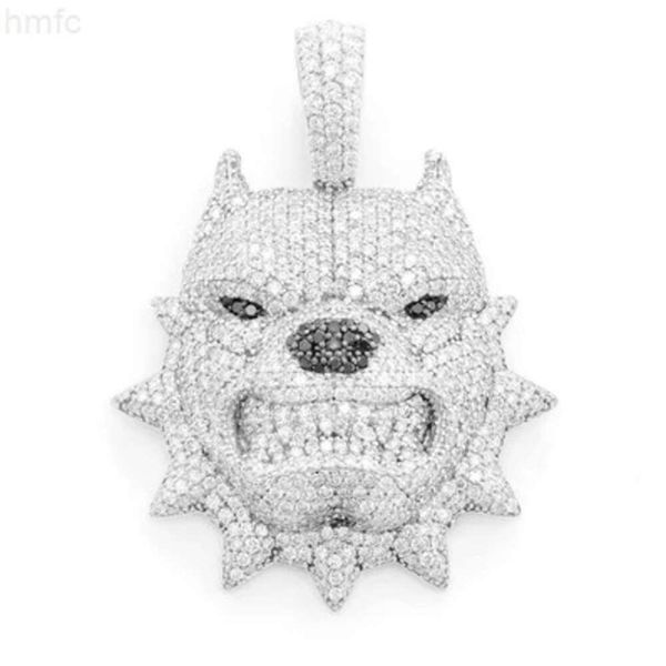 Nuovo arrivo Pitbull Spike Collare Ciondolo con diamanti 3ctw Rotondo Moissanite Collana con ciondolo Hip Hop Gioielli in argento personalizzati di fabbrica