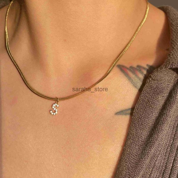 Colares de pingente personalizado diy nome colar para mulheres carta inicial pingente zircão colar de aço inoxidável corrente atacado jóias j240120