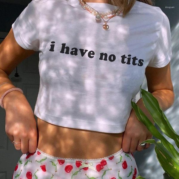 Damen-T-Shirts, Damen-T-Shirt, Y2K-Grafik, Buchstabendruck, I Have No Tits, Crop-Tops, Streetwaer, weißes T-Shirt, sexy Baby-T-Shirt, Sommer, Emo-Mädchen