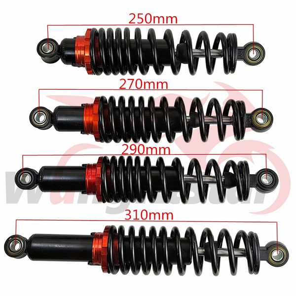 Amortecedor de mola de suspensão traseira para motocicleta, amortecedor 250mm/270mm/290mm/310mm para motorcross buggy go kart ciclomotor bolso quad scooter dirt pit bike 110-125cc atv