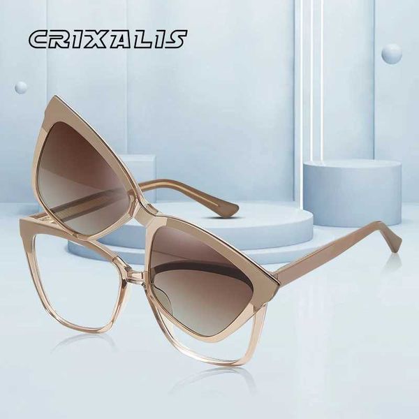 Sonnenbrille CRIXALIS Polarisierte Clip-on-Sonnenbrille für Damen, modisch, Anti-Blaulicht-Brille, weiblich, Vintage-Cat-Eye-Sonnenbrille, Damen, UV400, YQ240120