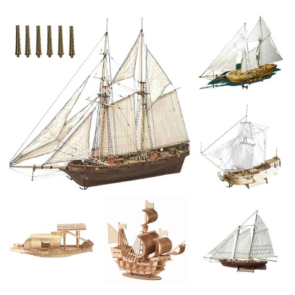 Kit di navi per barche a vela in legno 3D Home Modello fai da te Decorazione Barca Giocattolo Barca Assemblaggio Modello di puzzle Decorazione Ornamento Regalo 240118