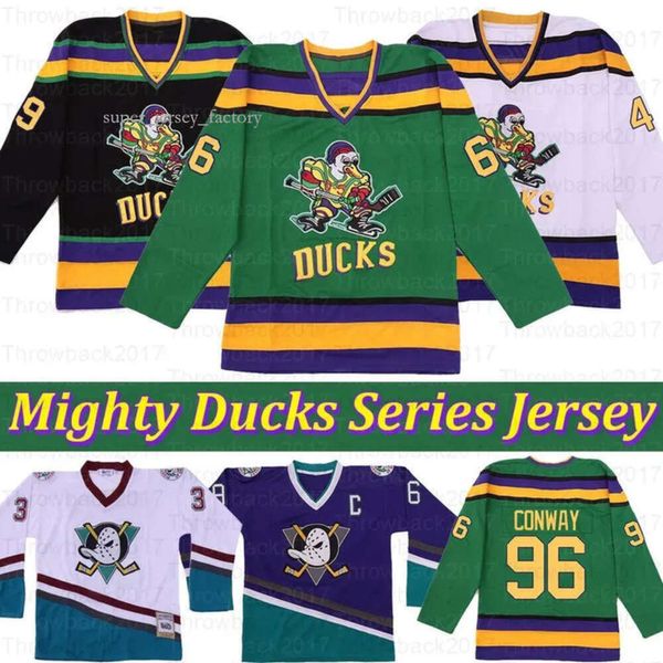 Mighty Ducks Filme Gordon Bombay 96 Charlie Conway 99 Adam Banks Greg Goldberg 44 Fulton Reed Camisa de Hóquei 5245 4486