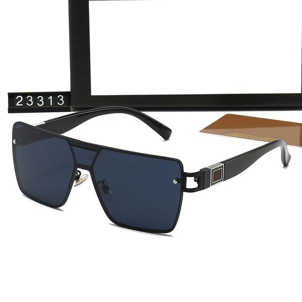 Herren-Designer-Sonnenbrille, Damen-Sonnenbrille, rahmenlose quadratische Sonnenbrille, Sonnenschutz, Strand, Straße, Foto, Metallbeine, einzigartige Sonnenbrille mit Box 23AJ1