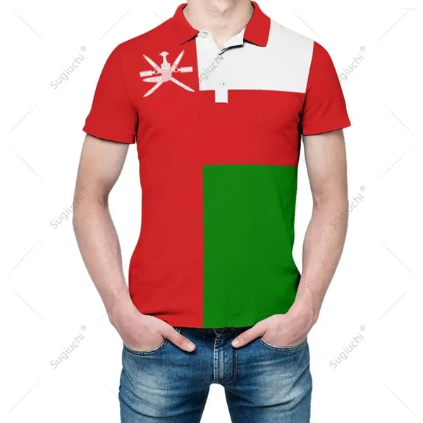 Polos masculinos unissex polo camisa bandeira de Omã 3D impressão homem moda roupas de treino mangas curtas