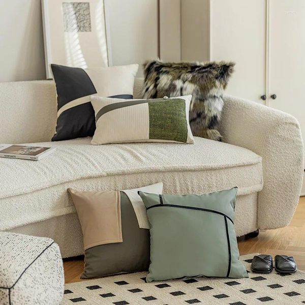 Подушка, современный простой домашний декор, чехол для дивана, искусственная кожа, лоскутное 30x50 см, декоративные подушки для гостиной