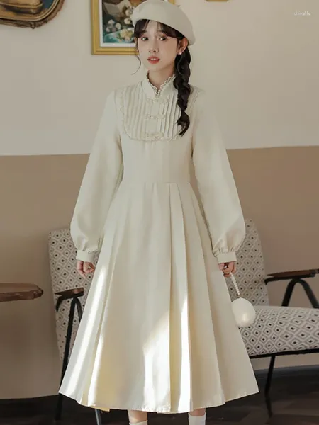 Повседневные платья, женское модное элегантное плиссированное облегающее длинное платье трапециевидной формы, осень-зима, шикарный кружевной бант 2024, корейский фестиваль, выпускной вечер