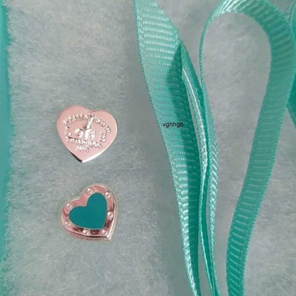Ohrstecker Tiffany S925 reines Silber Liebe geben Mädchen Geschenk Temperament vielseitige blaue Emaille Herz Ohrringe Ow8e Jvy1