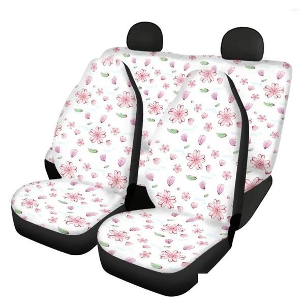 Capas de assento de carro Ers Beautif Cherry Blossoms Design Heavy-Duty Nonslip Fl 4 Pcs Protetor de Veículo Elástico Remover Drop Delivery Automobil Othuj