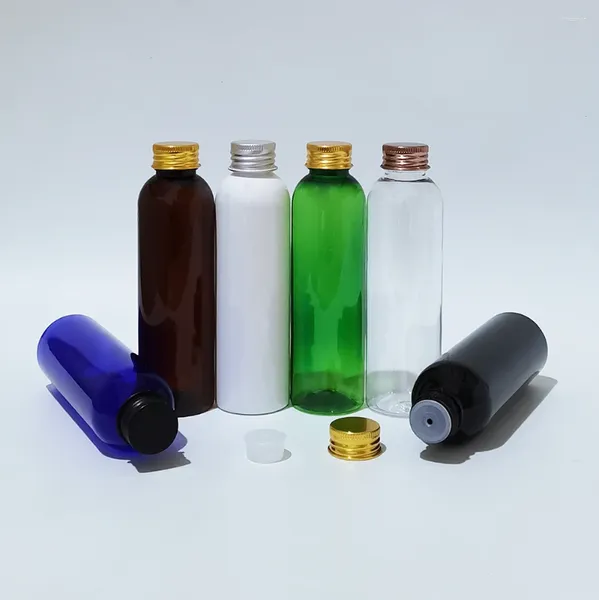 Aufbewahrungsflaschen 30 Stück 150 ml Reise leere runde Shampoo-Lotion-Öl-PET-Kunststoffflasche mit Aluminiumkappe PP-Einsatz 5 Unzen Kosmetikbehälter