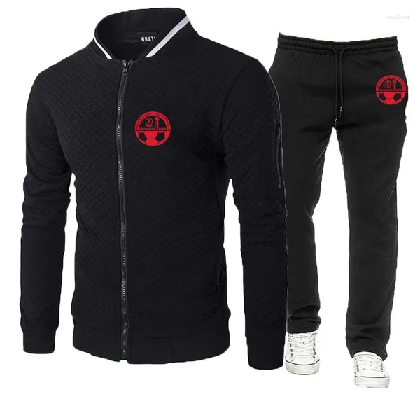 Herren-Trainingsanzüge 2024 Frühling Herbst HAPOEL BEER SHEVA Logo-Druck Gitter-Design Strickjacke Jacken Mantel Einfarbige Sporthose 2-teilig