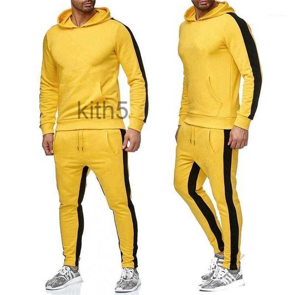 Tute da uomo Tuta sportiva Giacca e pantaloni con tasche Patchwork Nero Giallo Cosplay Bianco Rosso Autunno Inverno Serie VAZ4