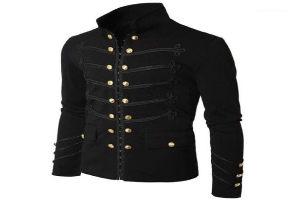 Men039s Giacche Uomo Gothic Steampunk Giacca da parata militare Slim Fit Tunica Rock Cappotto militare nero Manica lunga Uomo Taglie forti9336422