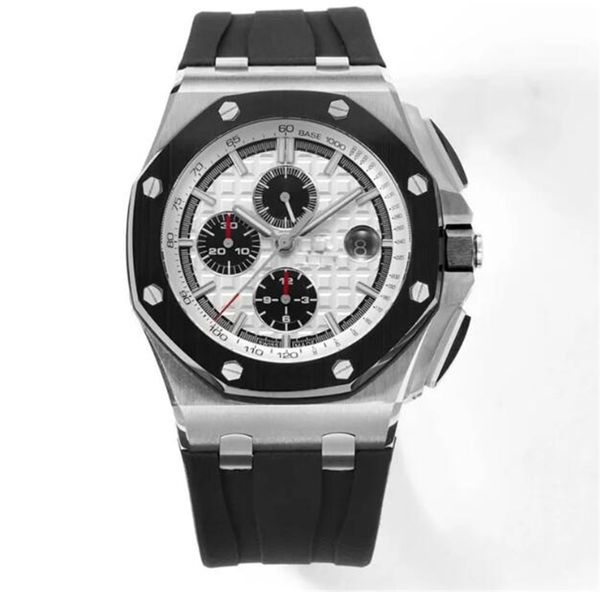 U1 AAA Designer Men Watch Relógio de quartzo 44mm Mostrador de cerâmica Caixa de aço inoxidável Pulseira de borracha Uma pulseira luminescente à prova d'água P Relógios Montre De Luxe Relógio de pulso